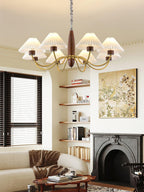 Lustra Chandelier Élégant en Noyer et Laiton - Neutralighting