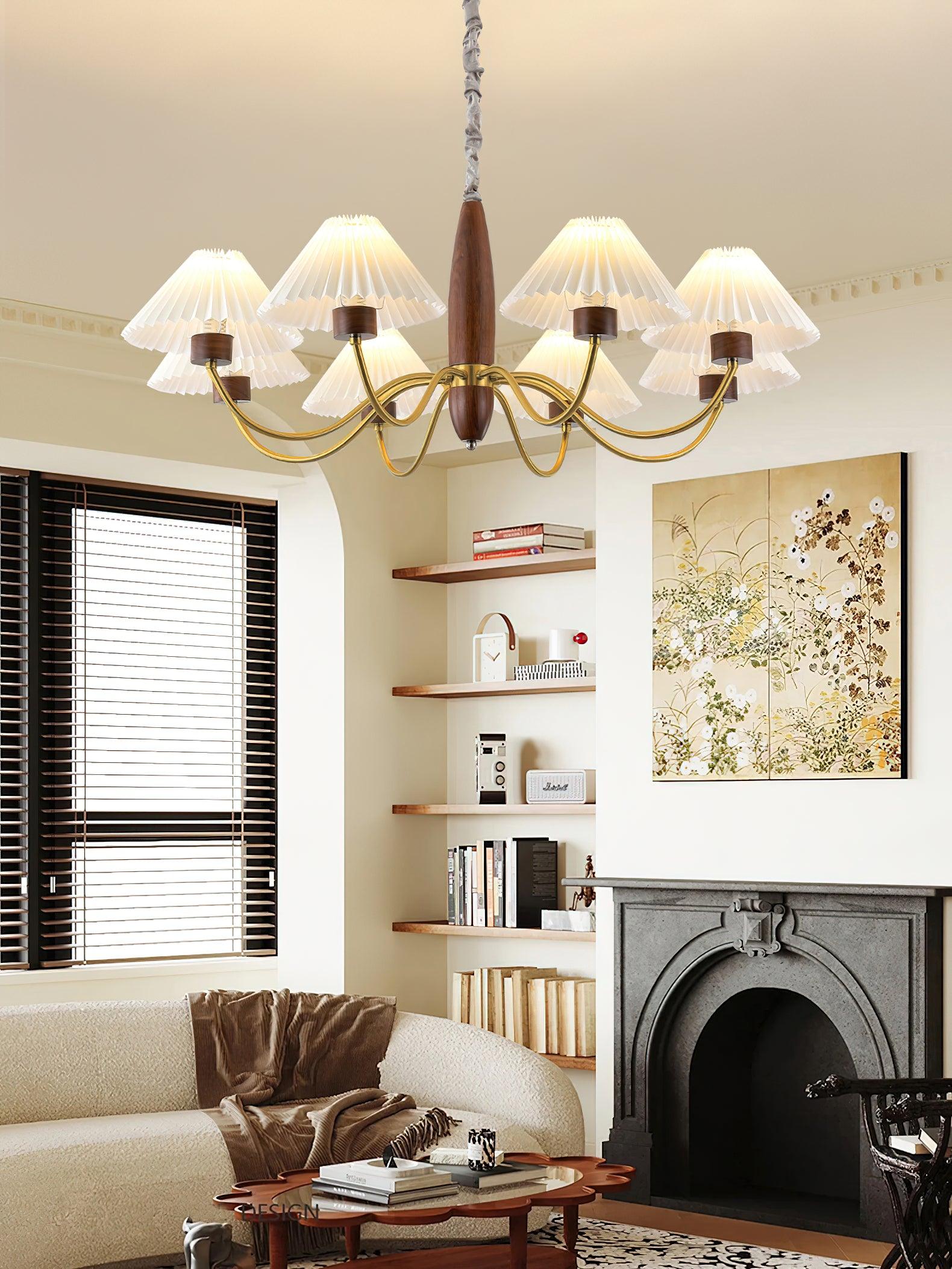 Lustra Chandelier Élégant en Noyer et Laiton - Neutralighting