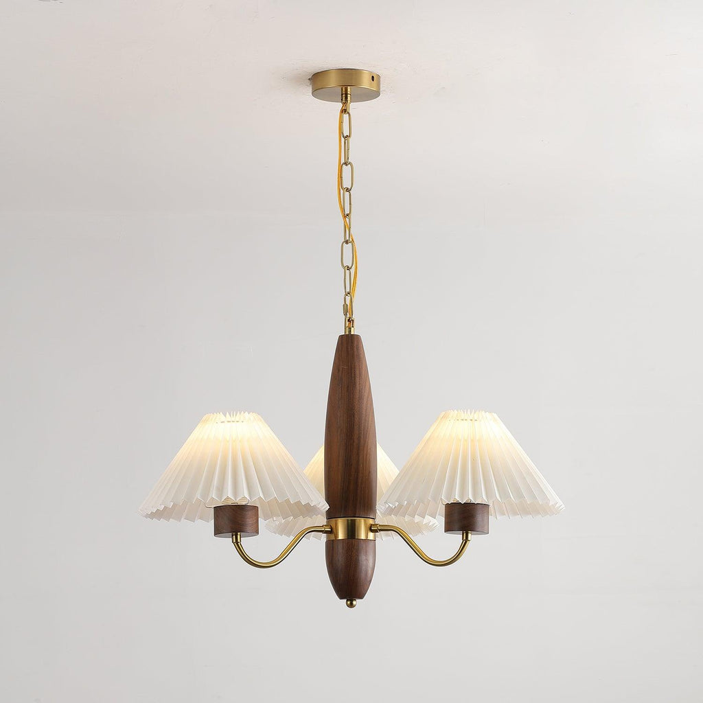 Lustra Chandelier Élégant en Noyer et Laiton - Neutralighting