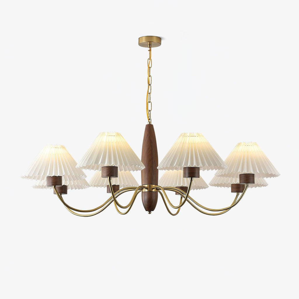 Lustra Chandelier Élégant en Noyer et Laiton - Neutralighting