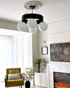 Asterios Lustre Anneau Noir Abat-jours Sphériques - Neutralighting