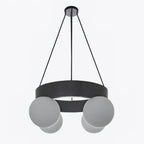 Asterios Lustre Anneau Noir Abat-jours Sphériques - Neutralighting