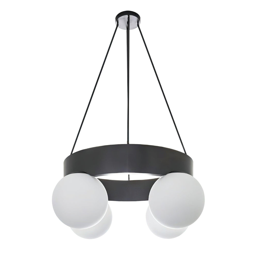 Asterios Lustre Anneau Noir Abat-jours Sphériques - Neutralighting