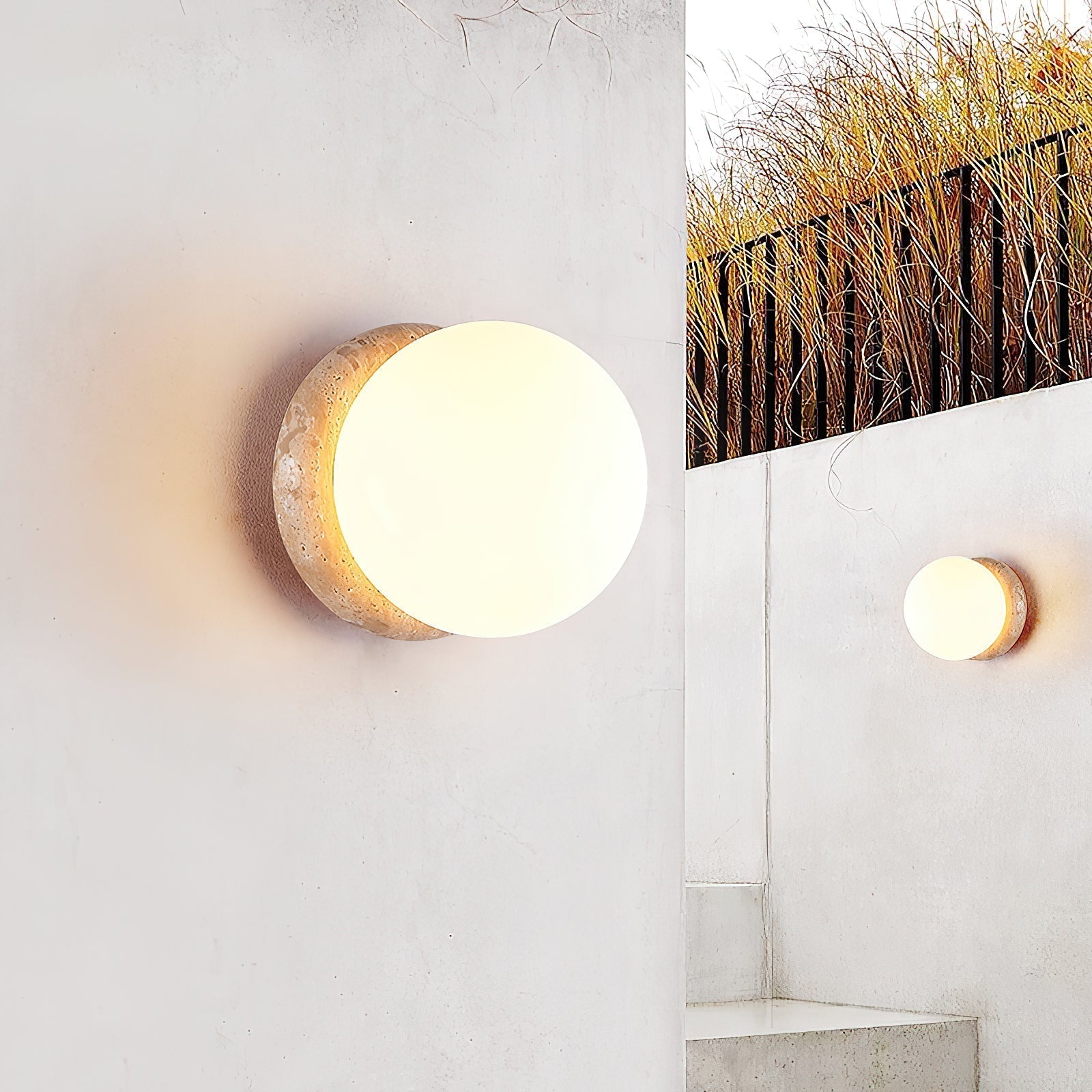 Blikuvys Moderne Minimaliste Travertin Verre Applique Murale - Neutralighting