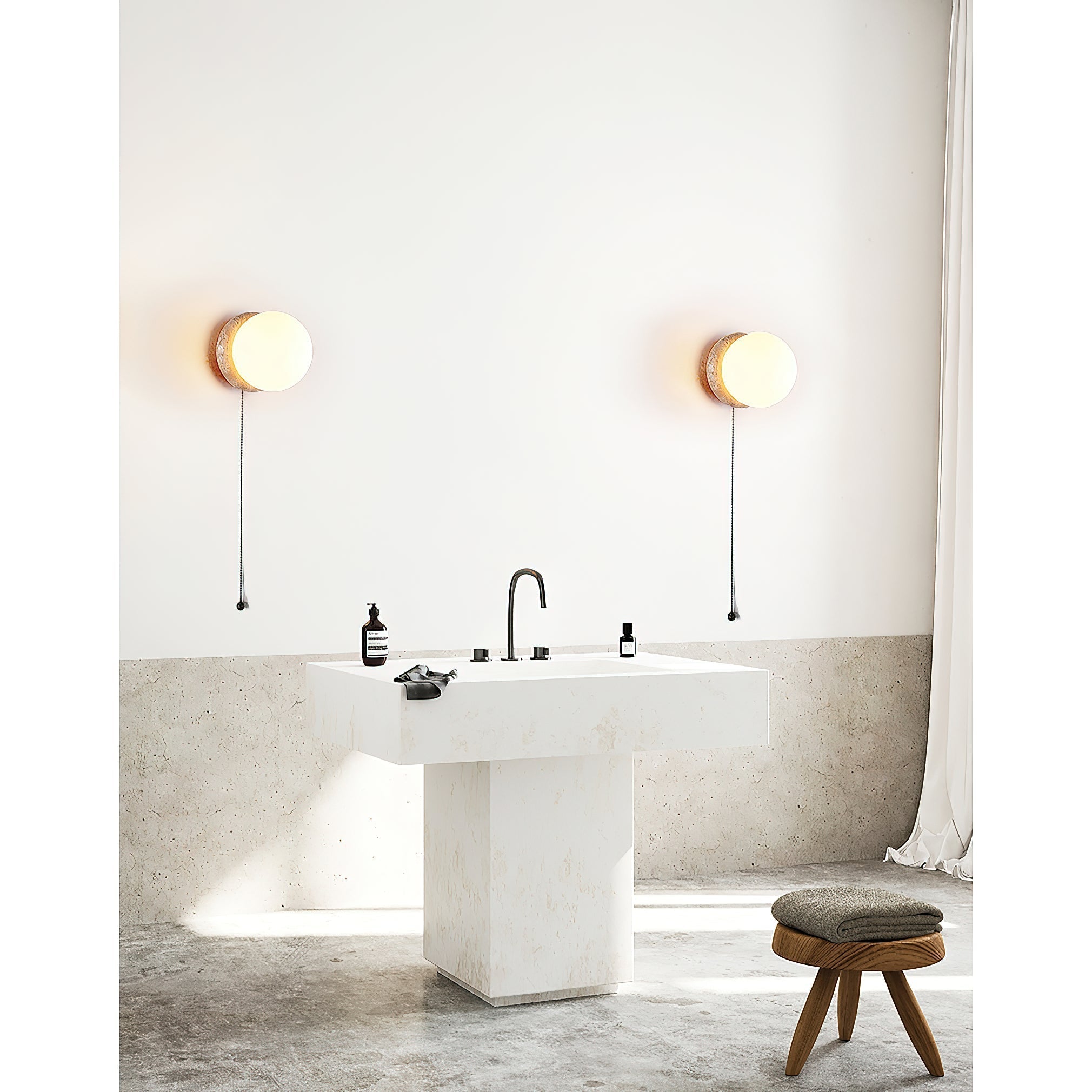Blikuvys Moderne Minimaliste Travertin Verre Applique Murale - Neutralighting