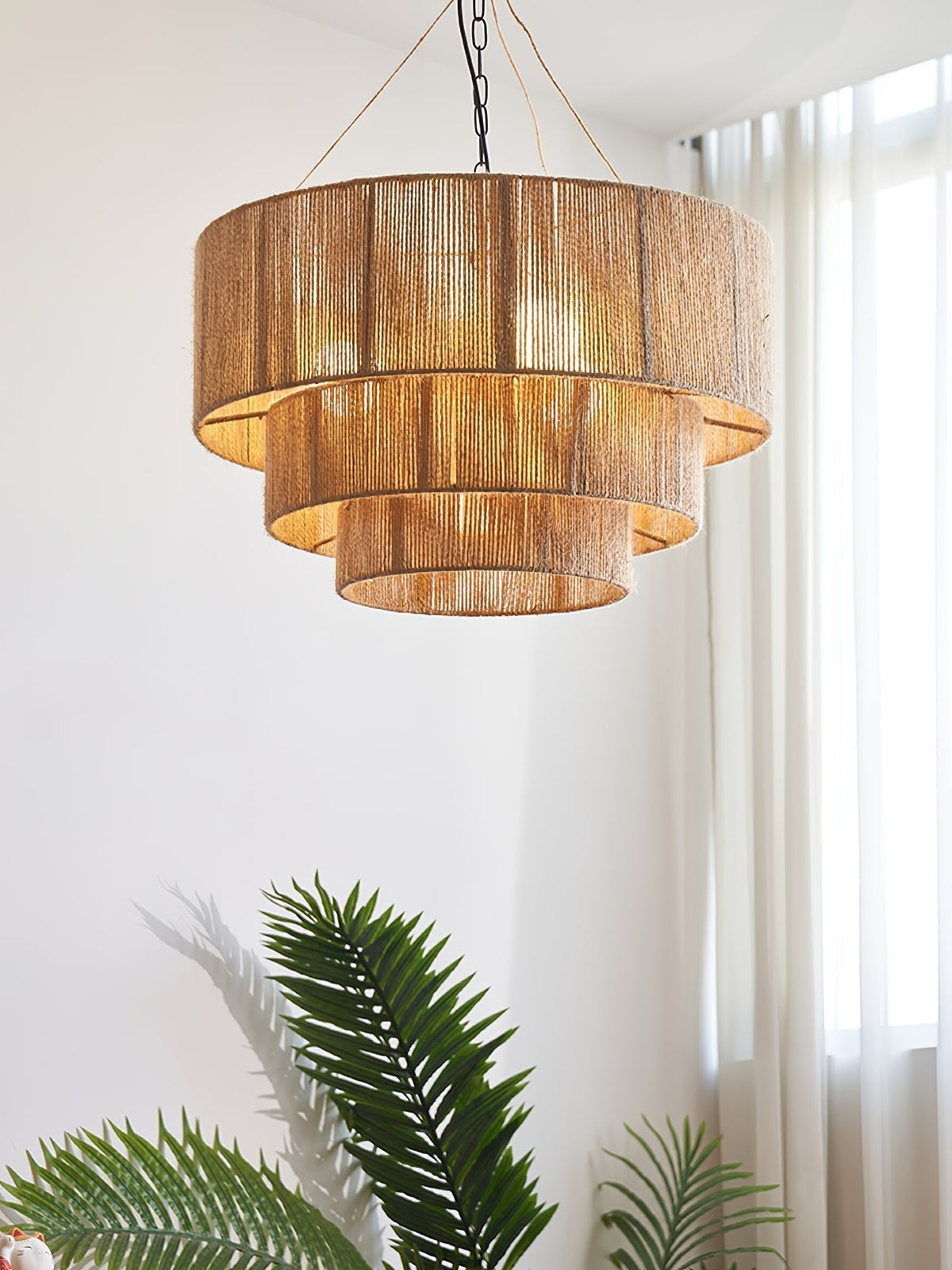 Cascade Lampe Suspendue Rustique en Jute - Neutralighting