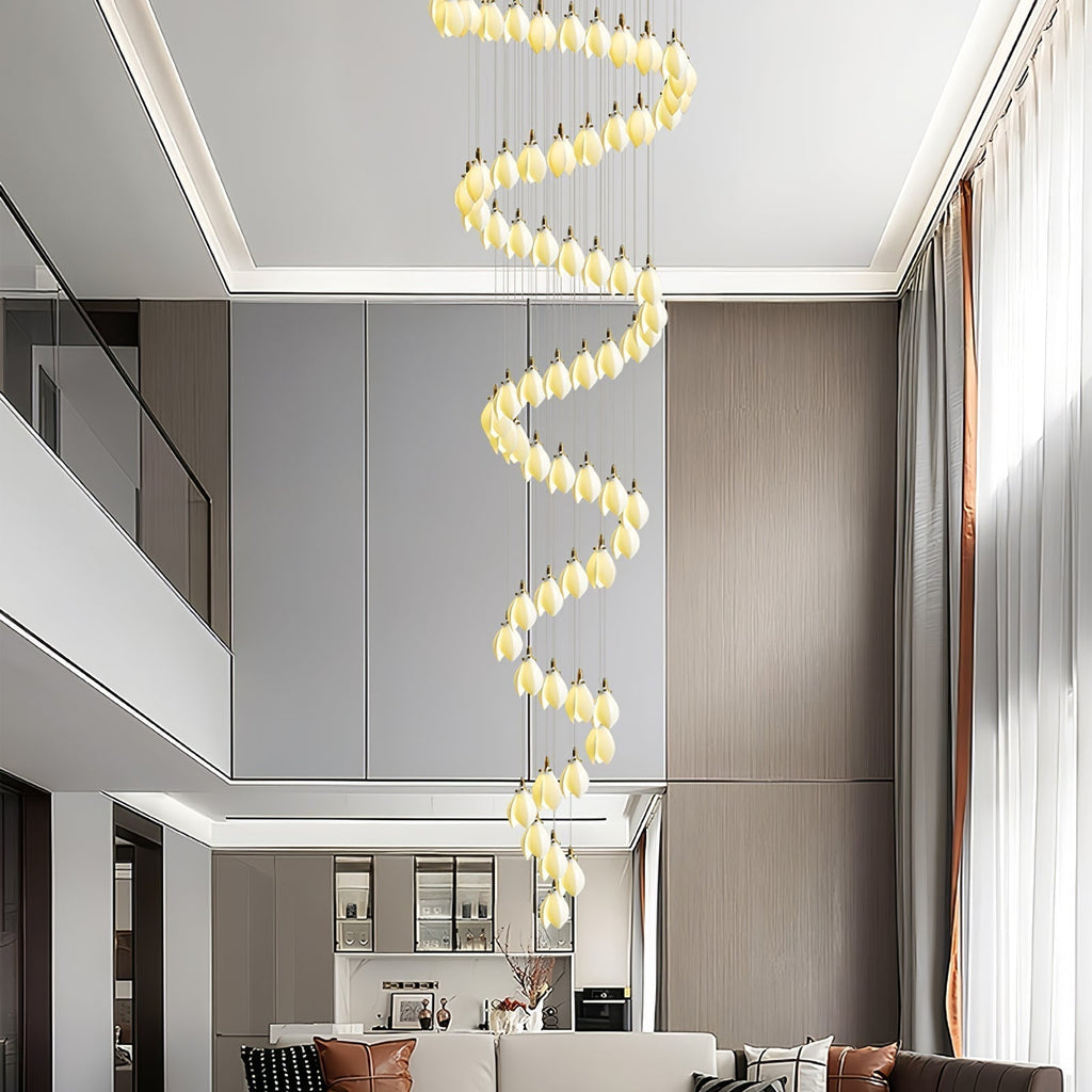 Caphayra Chandelier en Céramique Florale et Laiton - Neutralighting