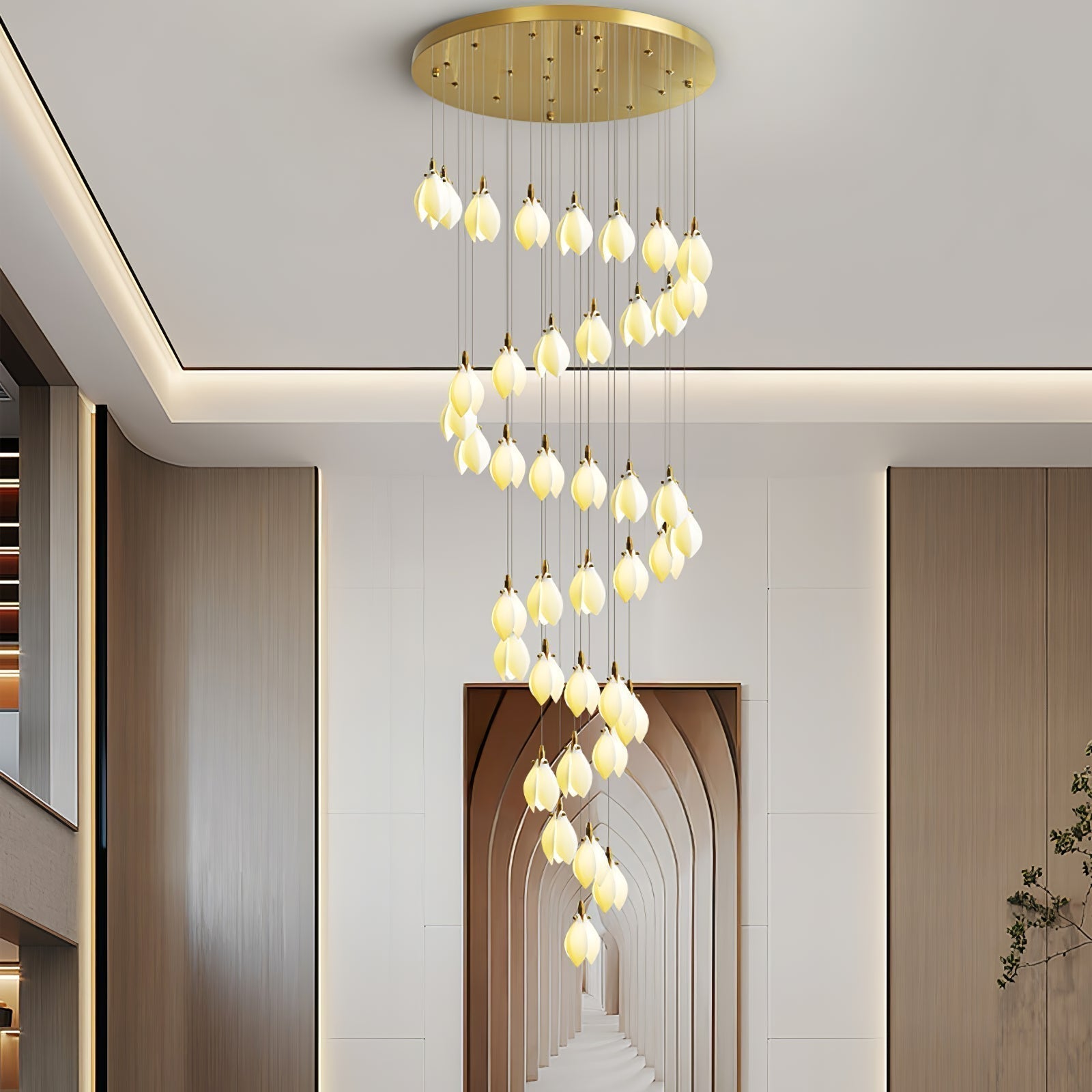 Caphayra Chandelier en Céramique Florale et Laiton - Neutralighting