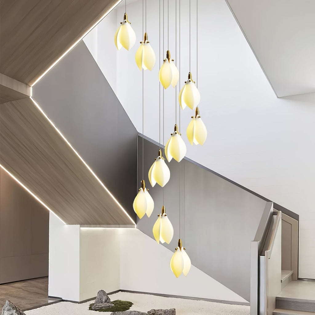 Caphayra Chandelier en Céramique Florale et Laiton - Neutralighting