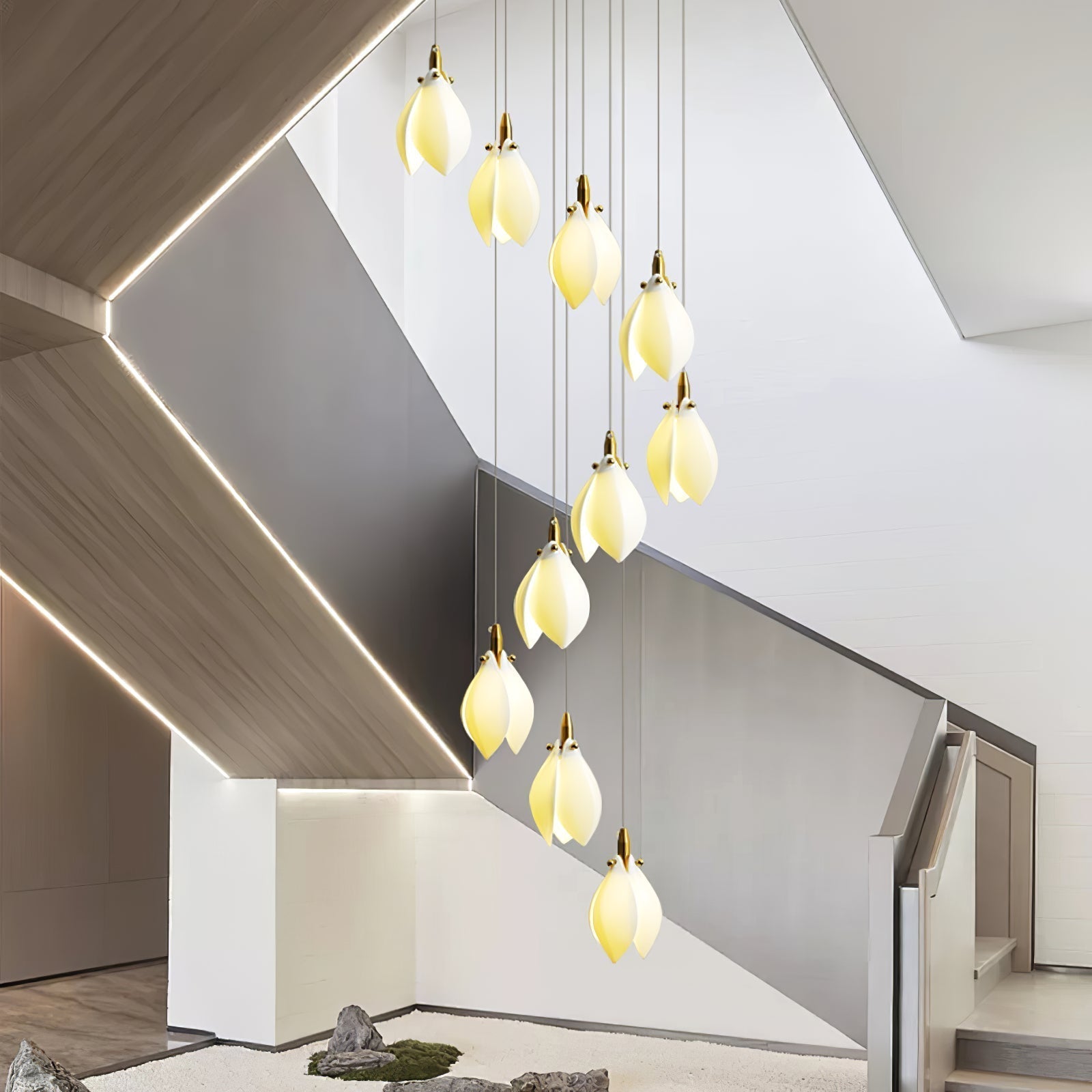 Caphayra Chandelier en Céramique Florale et Laiton - Neutralighting