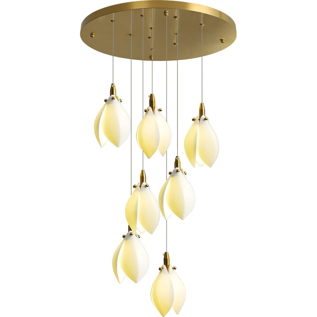 Caphayra Chandelier en Céramique Florale et Laiton - Neutralighting