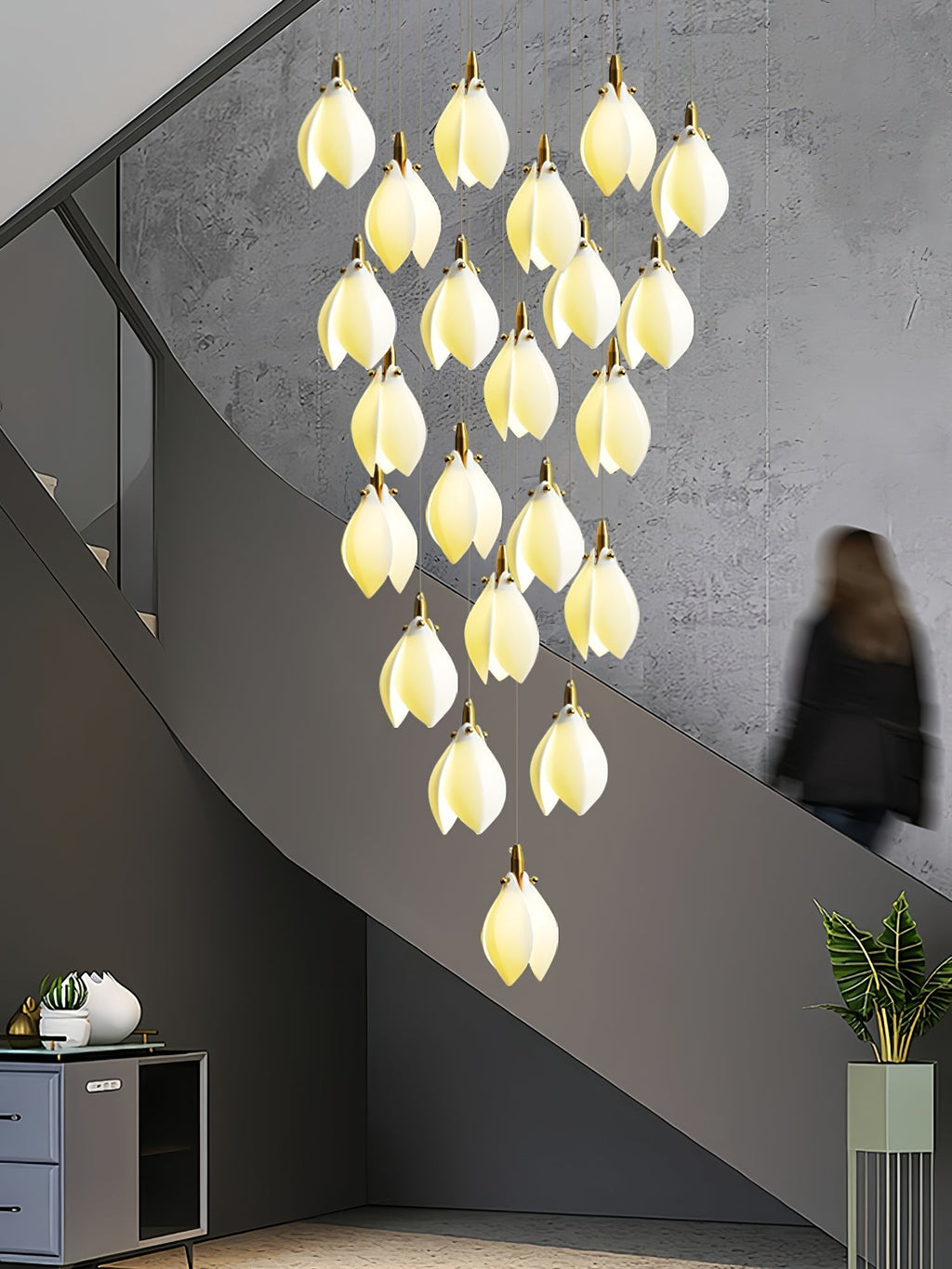 Caphayra Chandelier en Céramique Florale et Laiton - Neutralighting