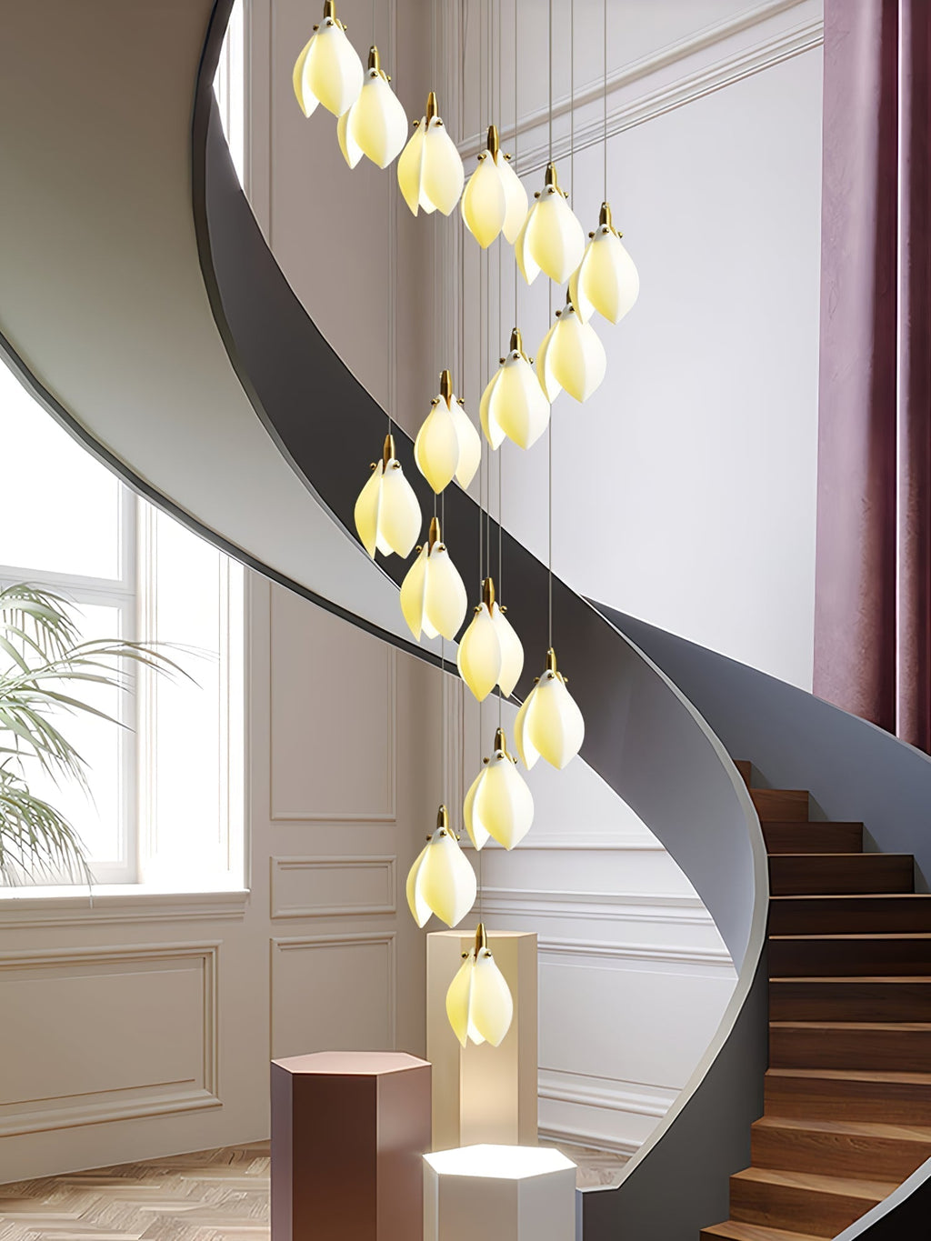 Caphayra Chandelier en Céramique Florale et Laiton - Neutralighting