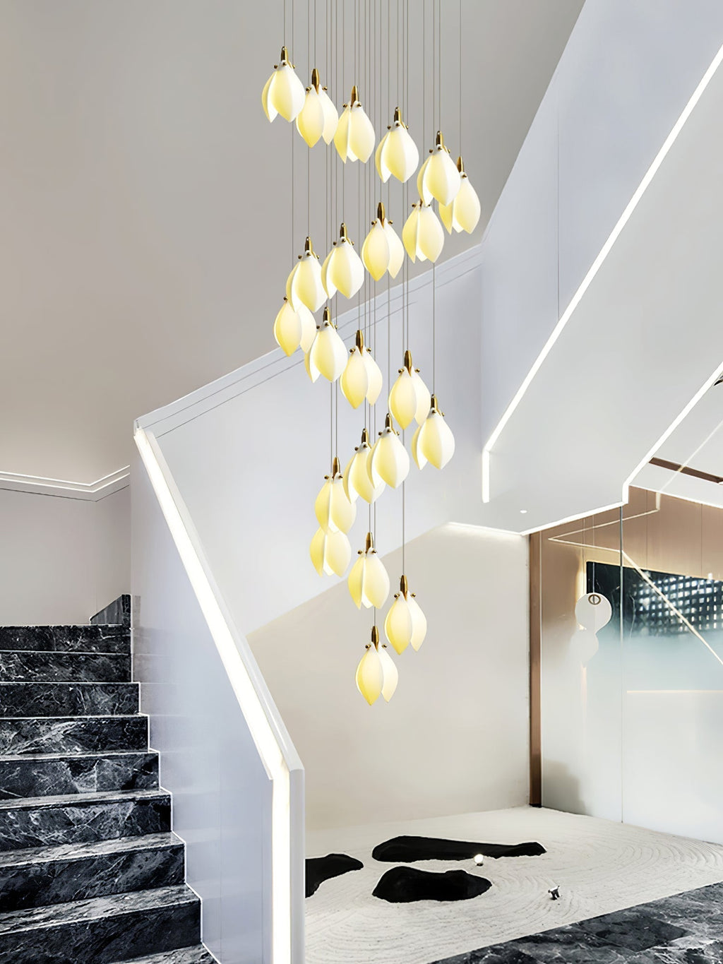 Caphayra Chandelier en Céramique Florale et Laiton - Neutralighting