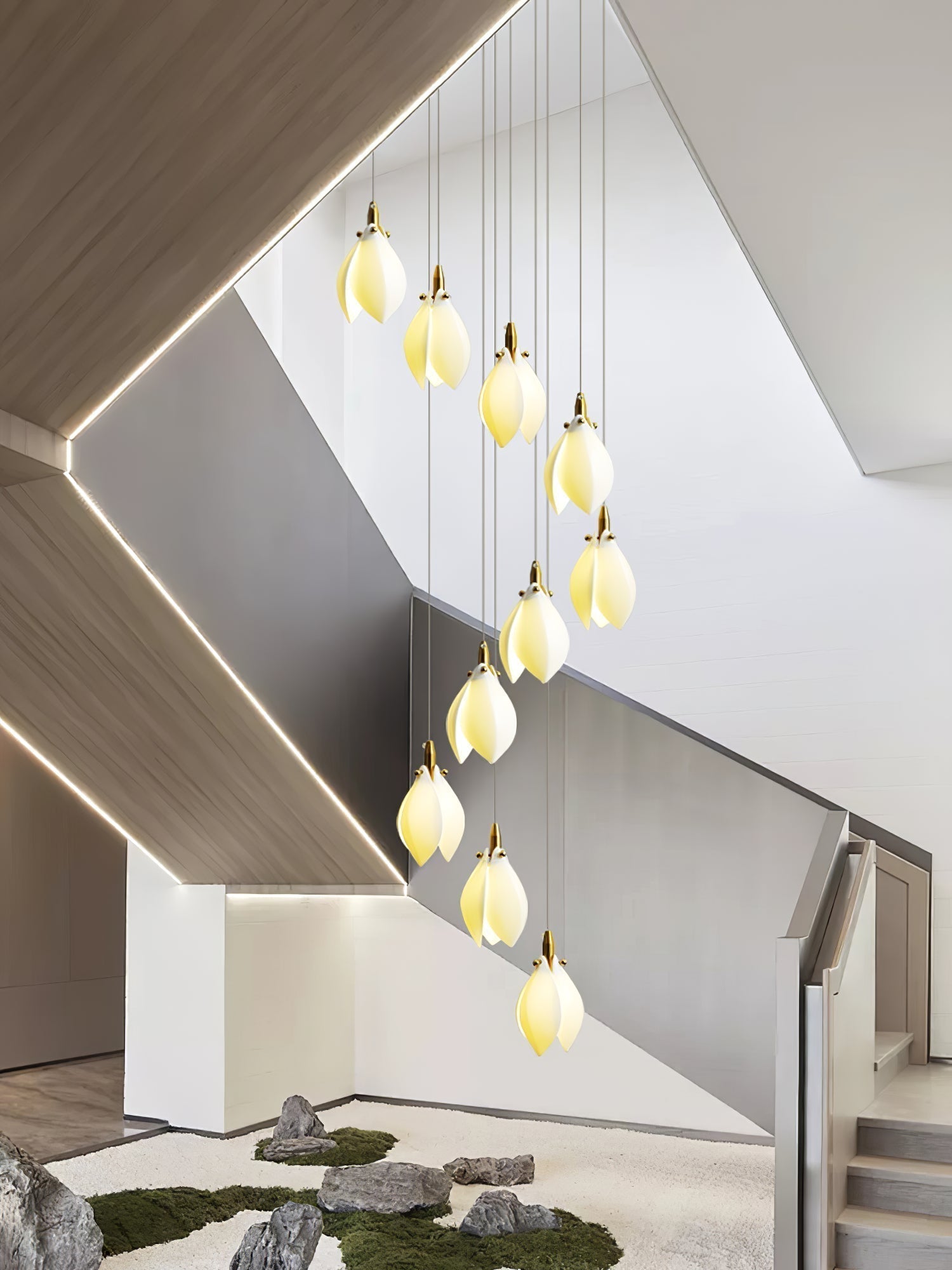 Caphayra Chandelier en Céramique Florale et Laiton - Neutralighting