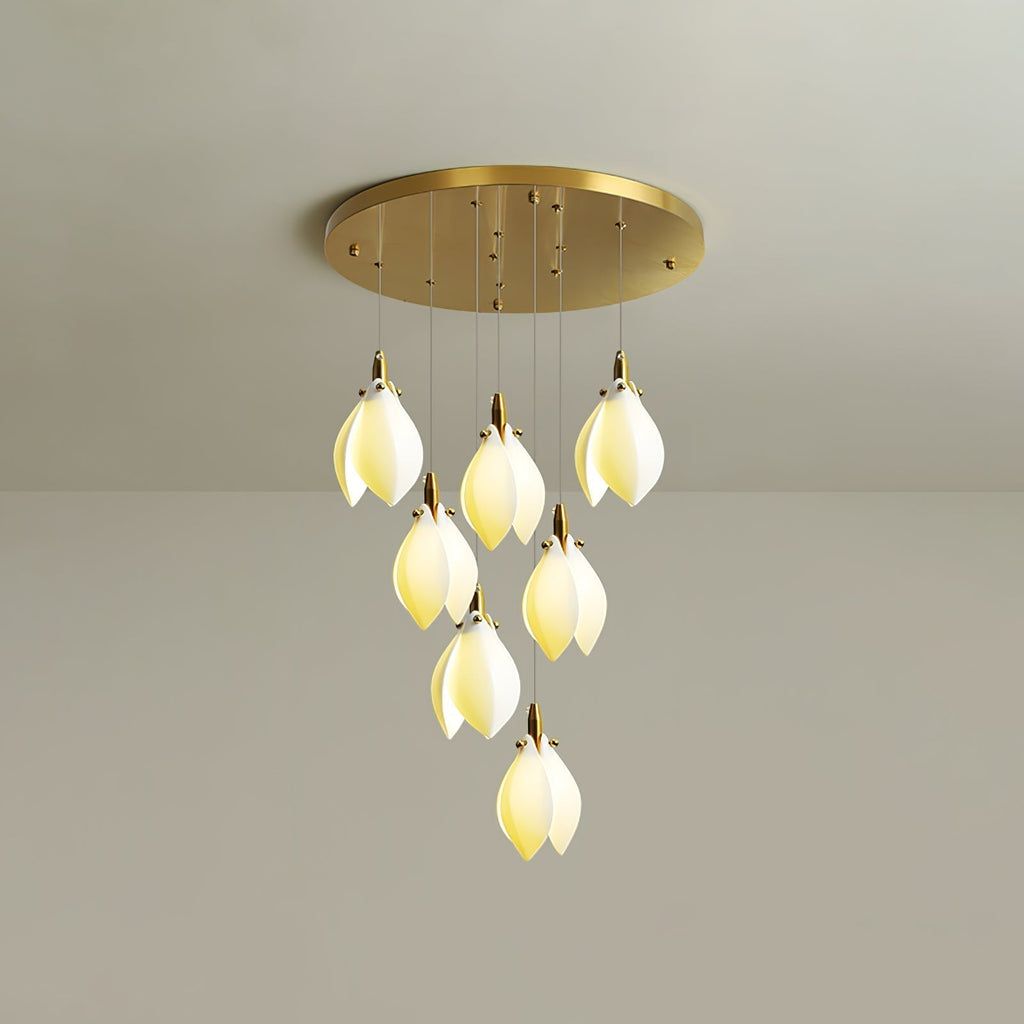 Caphayra Chandelier en Céramique Florale et Laiton - Neutralighting