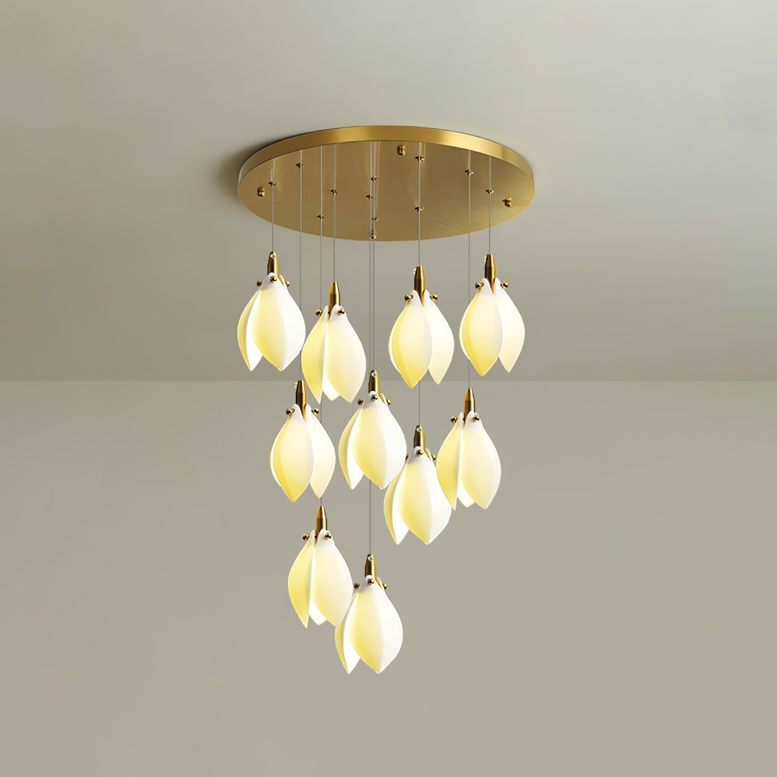 Caphayra Chandelier en Céramique Florale et Laiton - Neutralighting