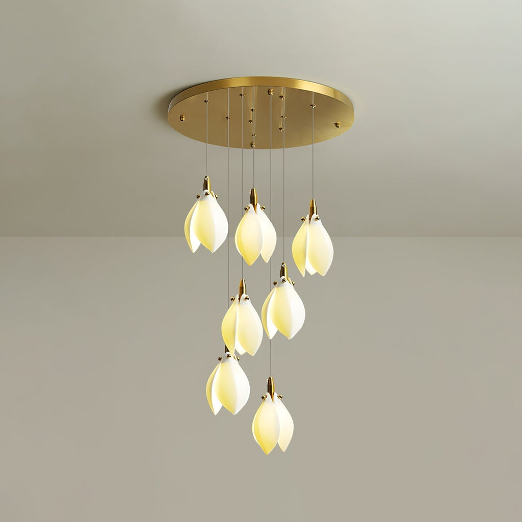 Caphayra Chandelier en Céramique Florale et Laiton - Neutralighting