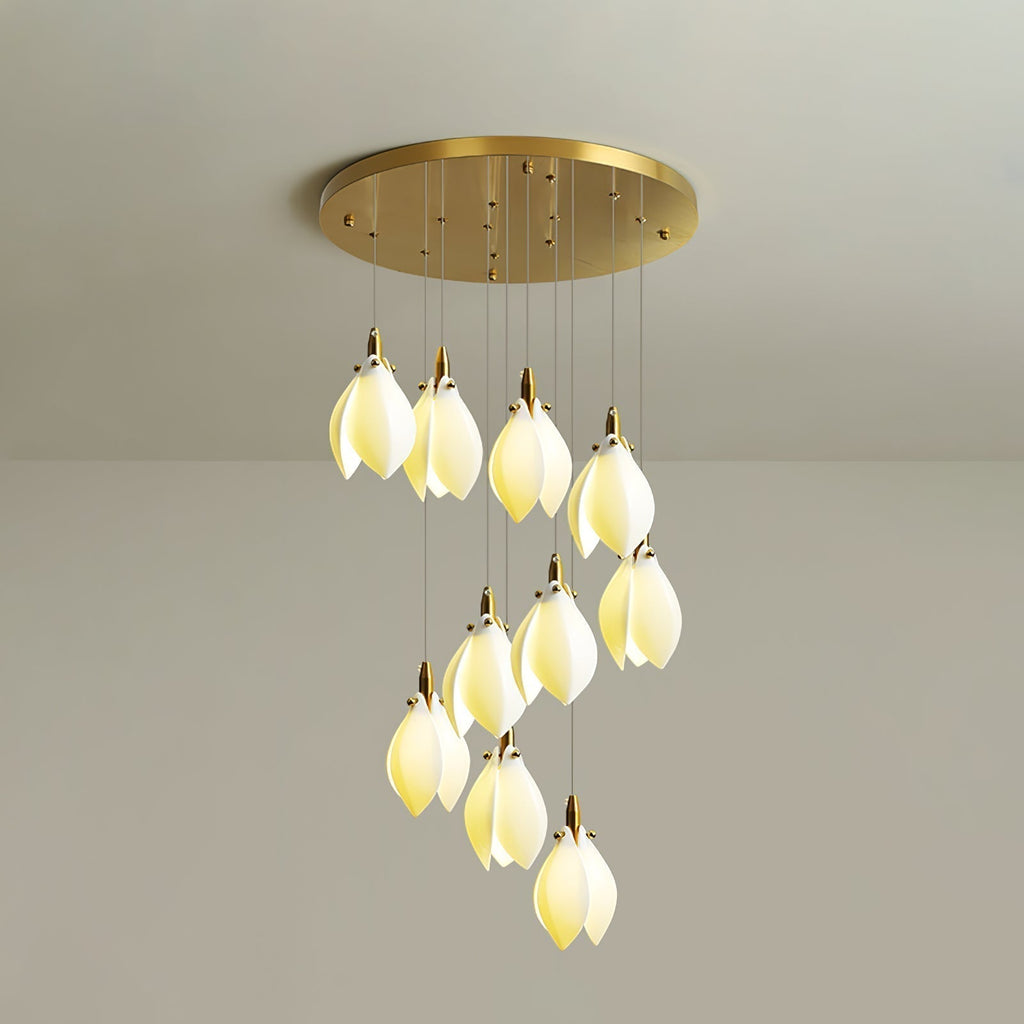 Caphayra Chandelier en Céramique Florale et Laiton - Neutralighting