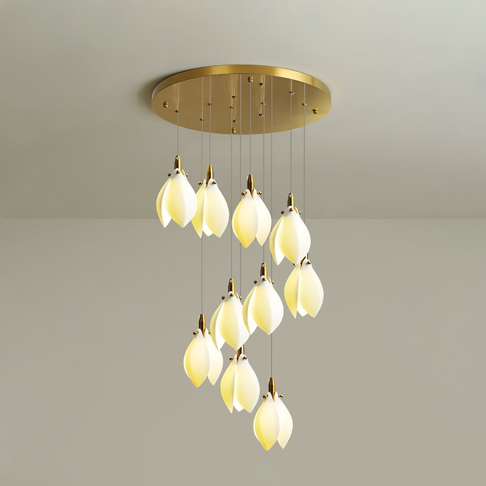 Caphayra Chandelier en Céramique Florale et Laiton - Neutralighting