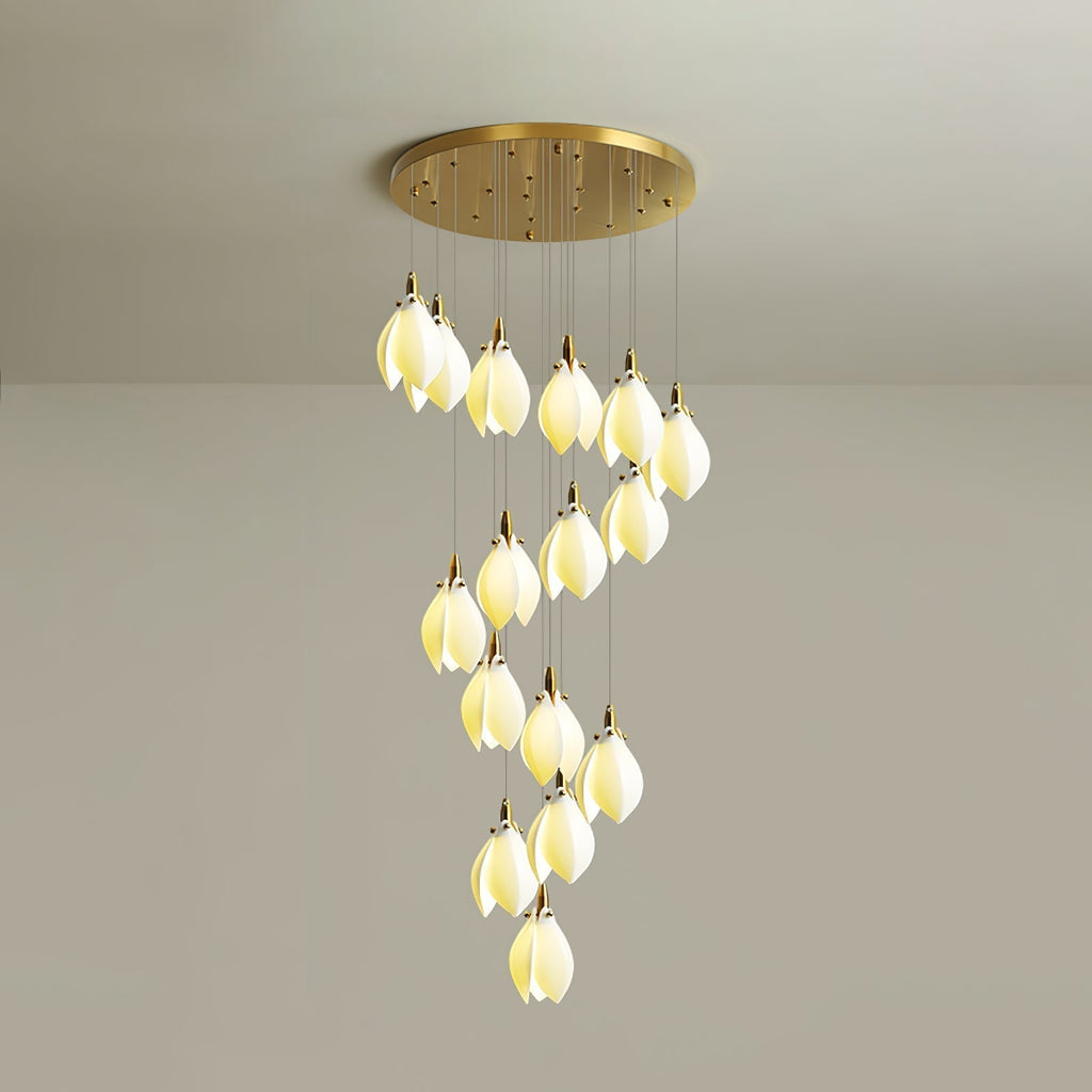 Caphayra Chandelier en Céramique Florale et Laiton - Neutralighting