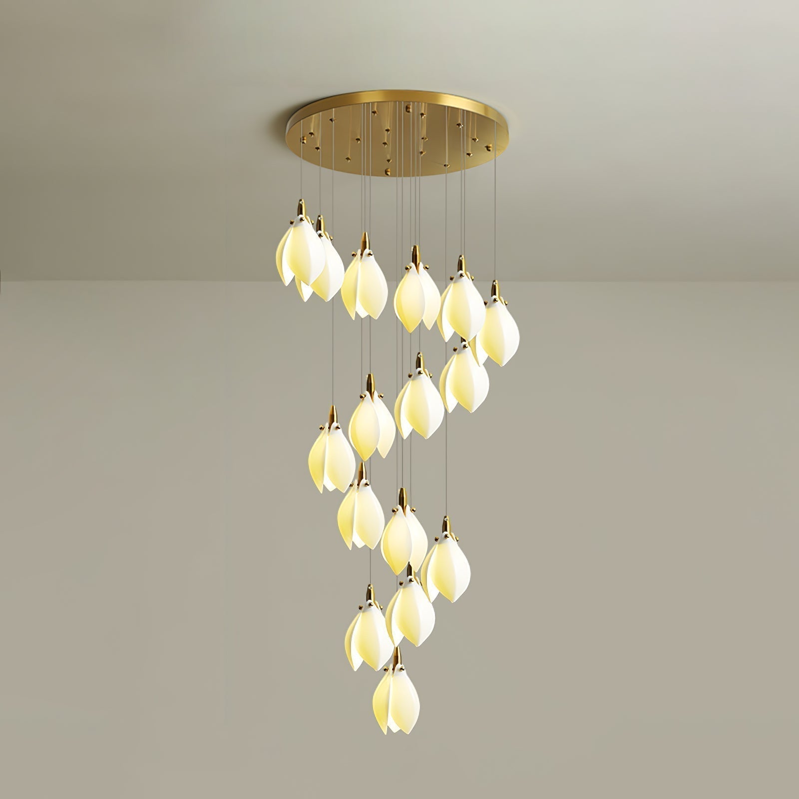 Caphayra Chandelier en Céramique Florale et Laiton - Neutralighting