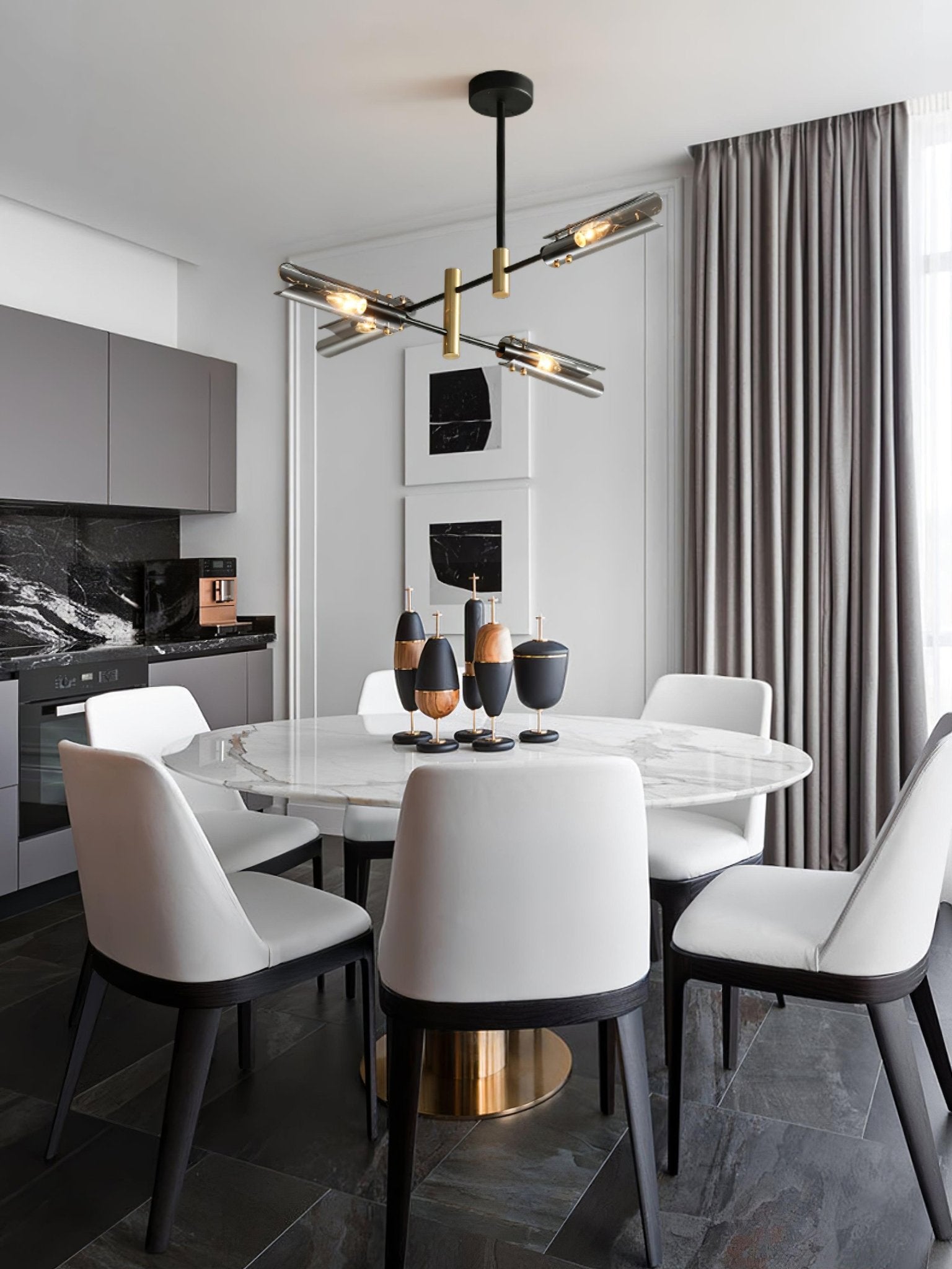 Lustra Chandelier Double 6-Luminaires Moderne - Neutralighting