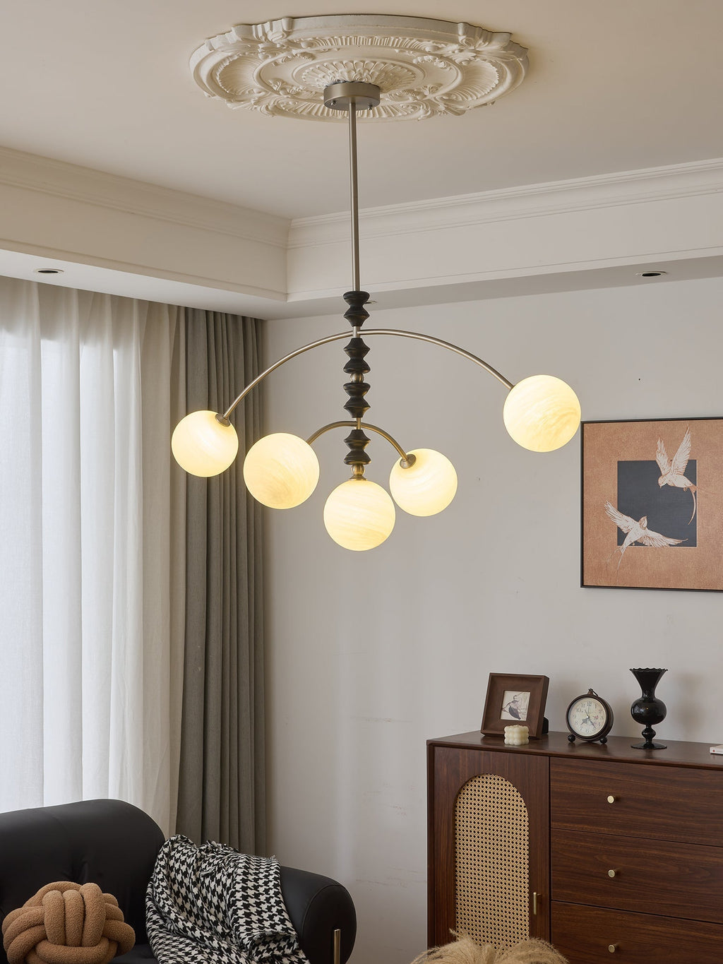 Cucarara Lustre Nordique Traditionnel Artistique en Bois à Arc - Neutralighting