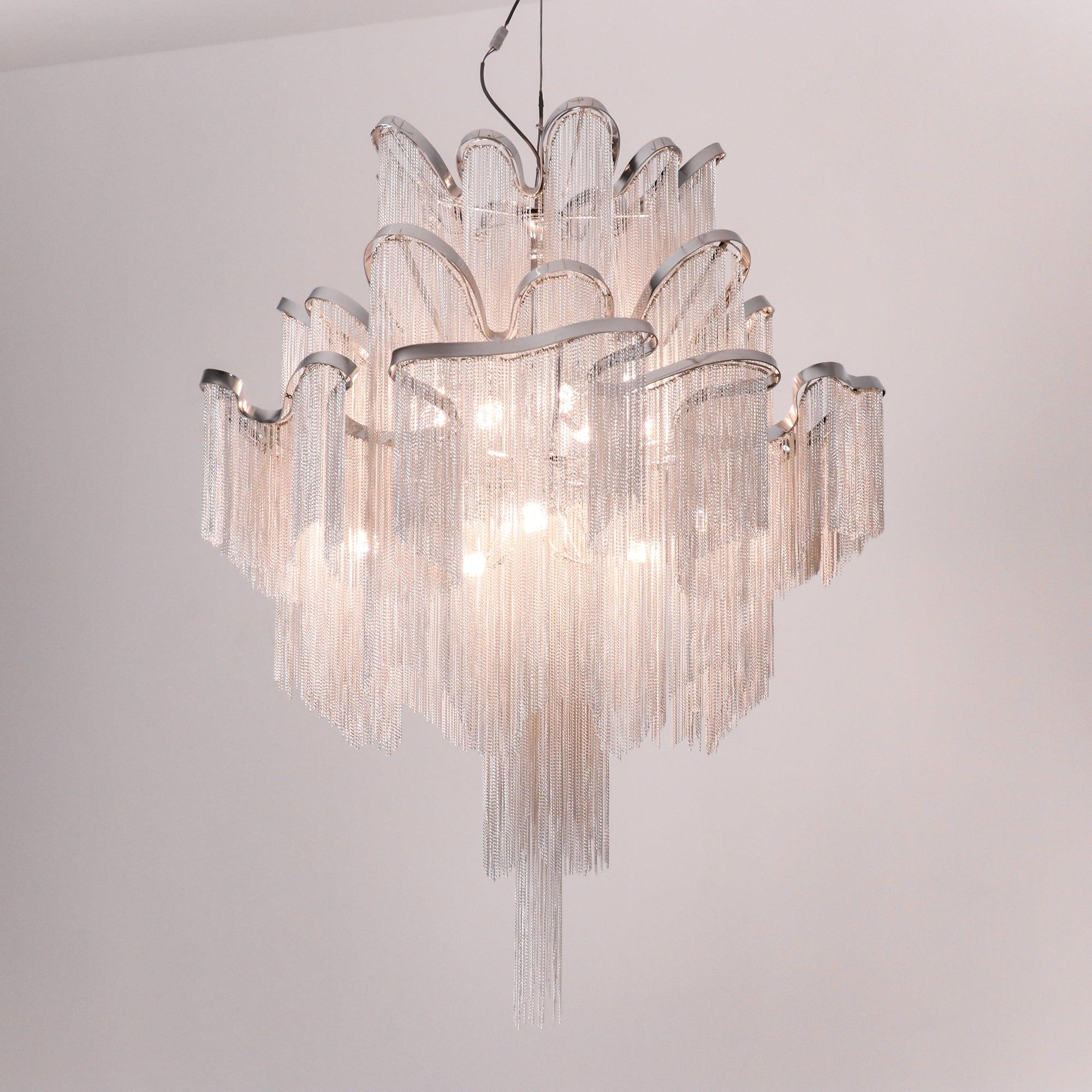 Lustra Suspension Lampe Chaîne en Nickel Coulant - Neutralighting