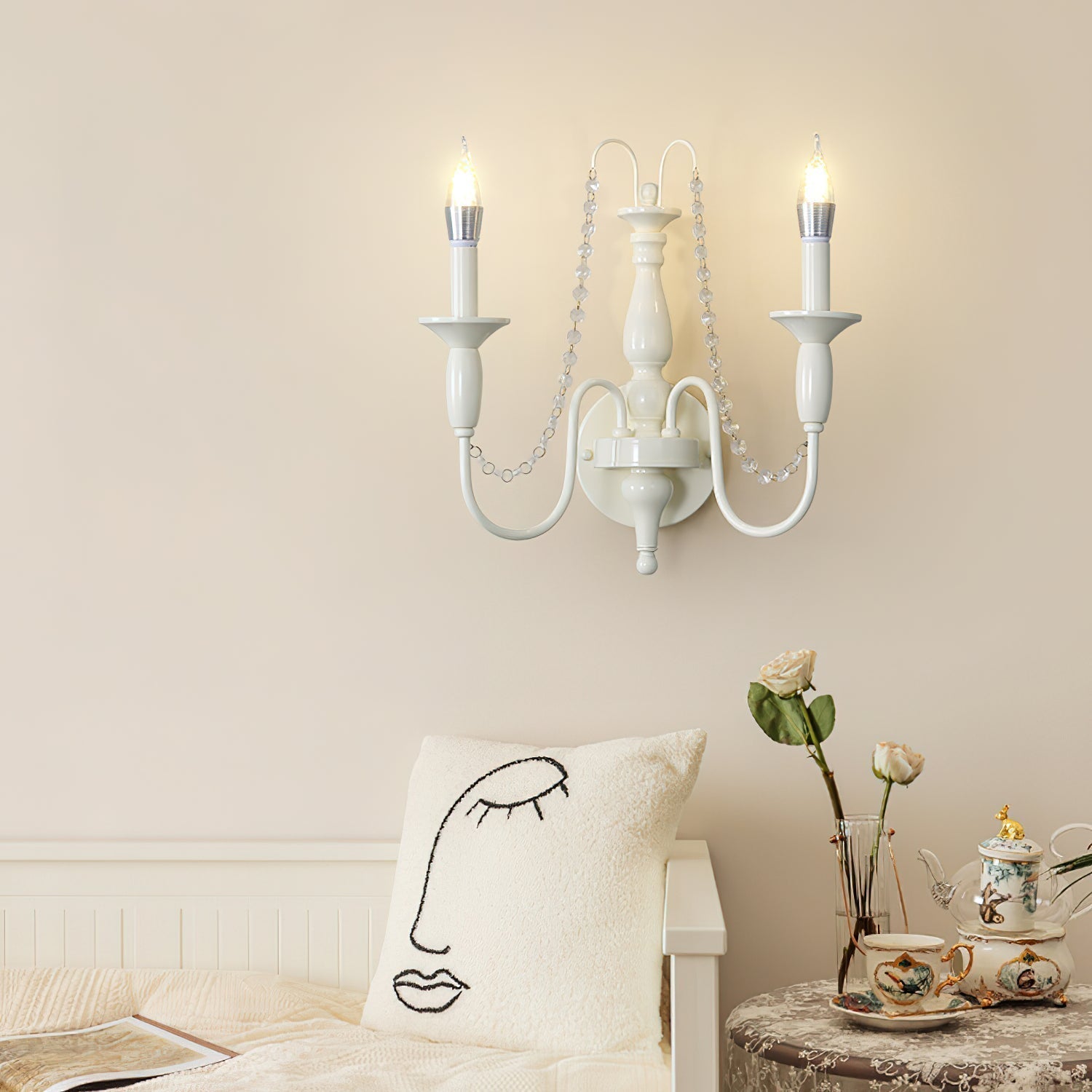 Jarnbruvys Traditionnel Bougie Métal Cristal Applique Murale - Neutralighting
