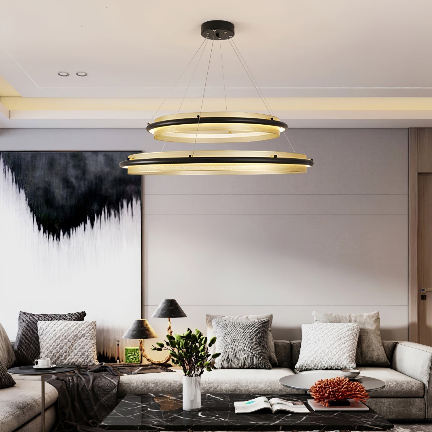 Himinuvyo Moderne Minimaliste LED Acrylique Métal Lustre - Neutralighting