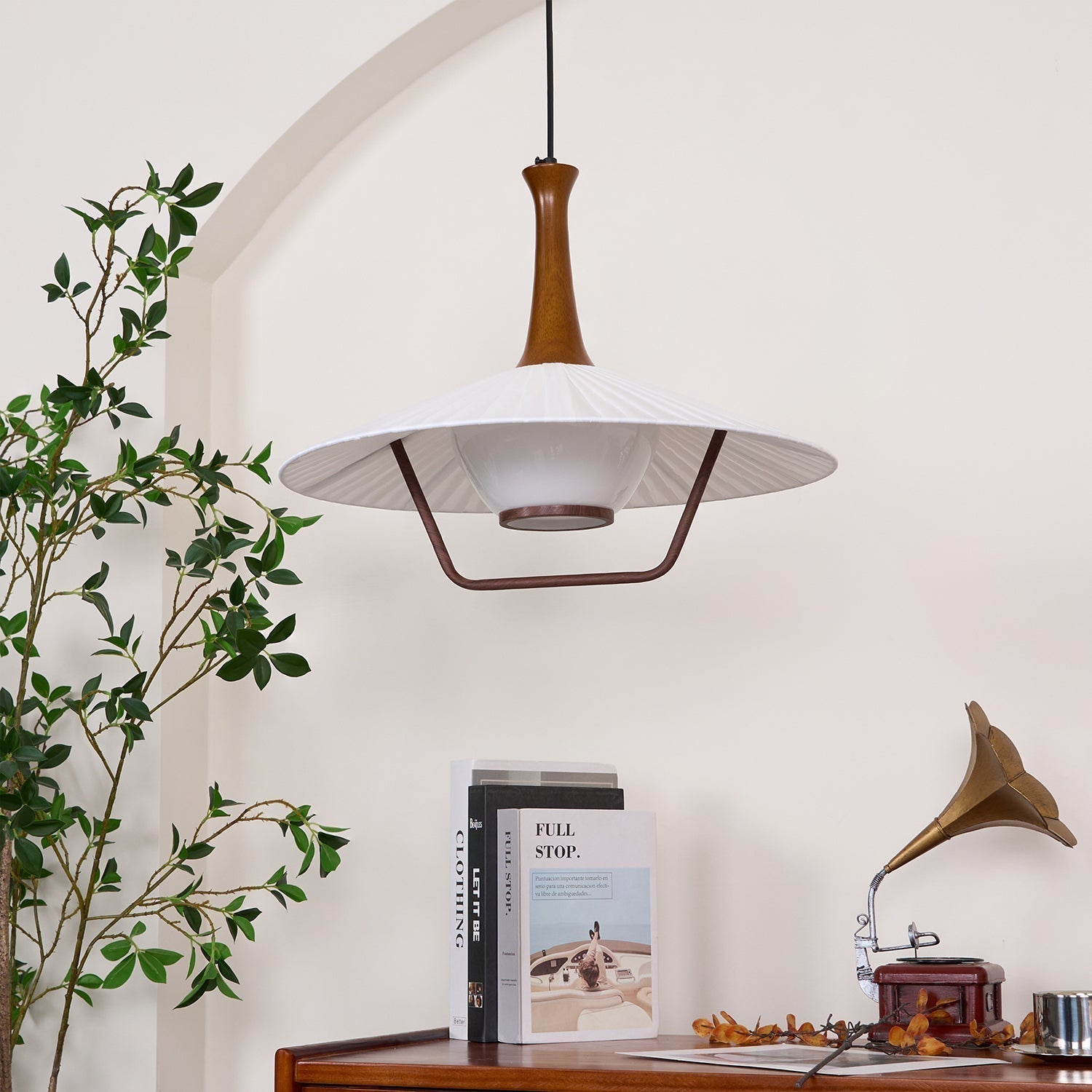 Vionne Suspension en bois et blanc style milieu du siècle - Neutralighting