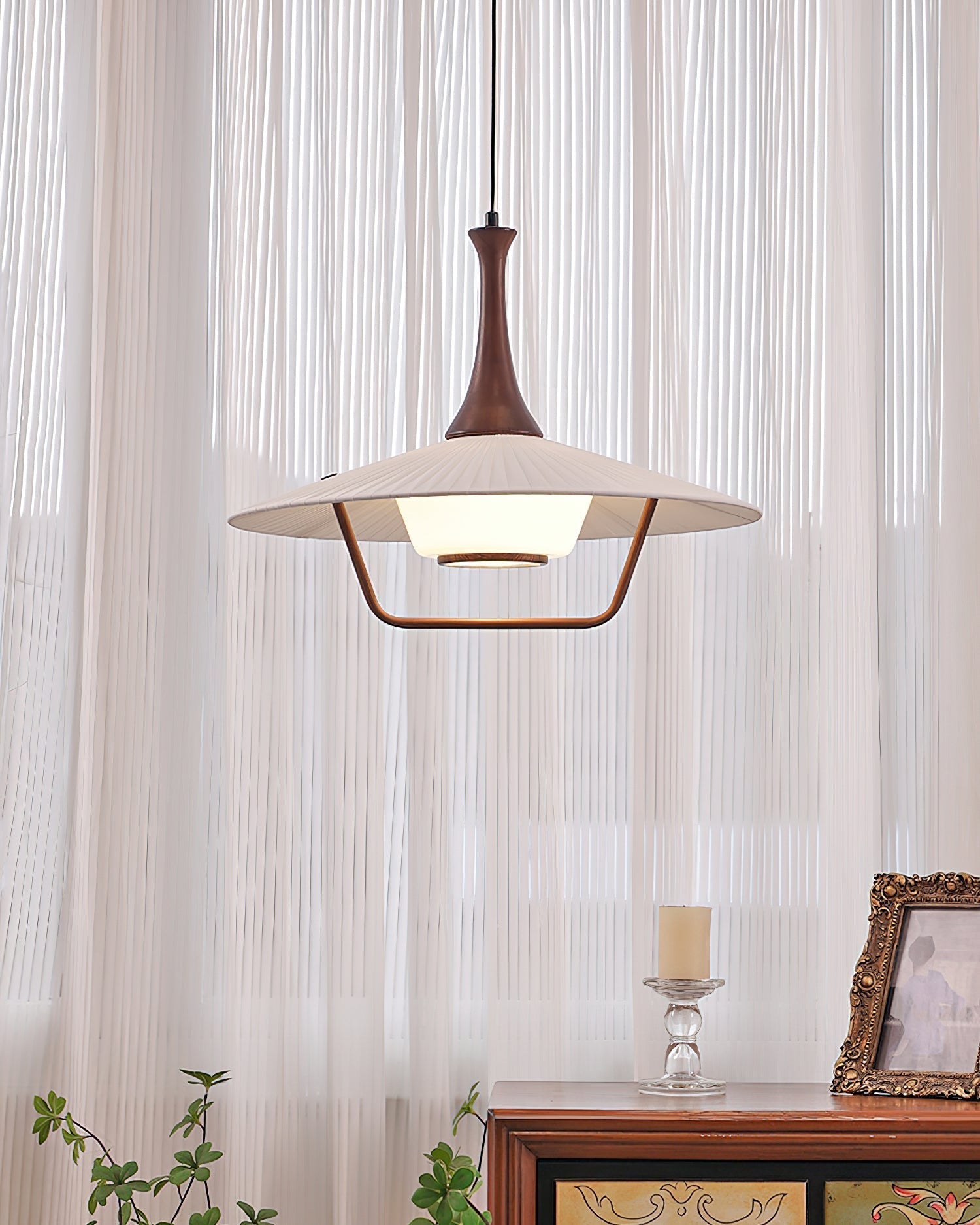 Vionne Suspension en bois et blanc style milieu du siècle - Neutralighting