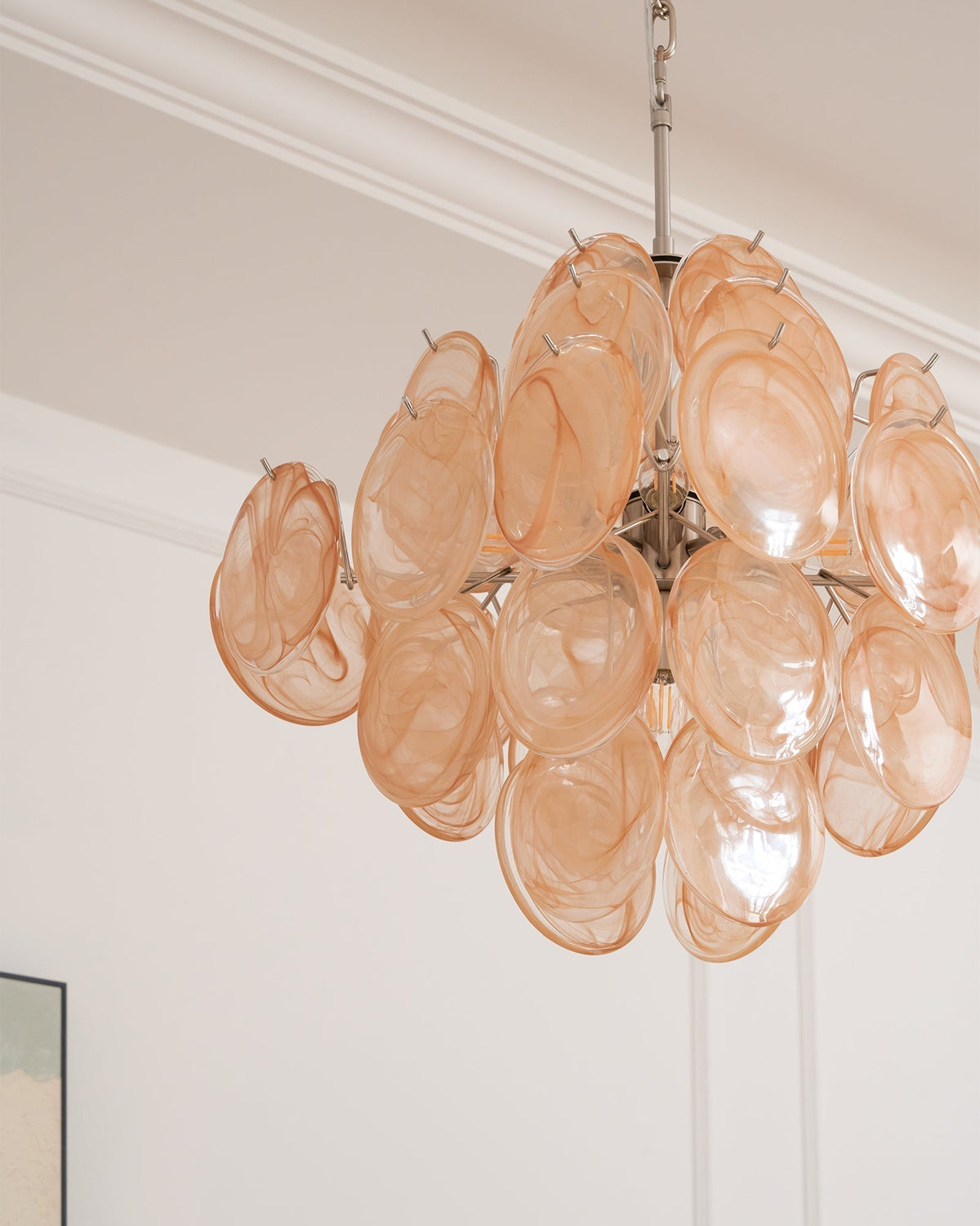 Aurora Lustre Abricot Murano Verre Disque Superposé Artistique - Neutralighting