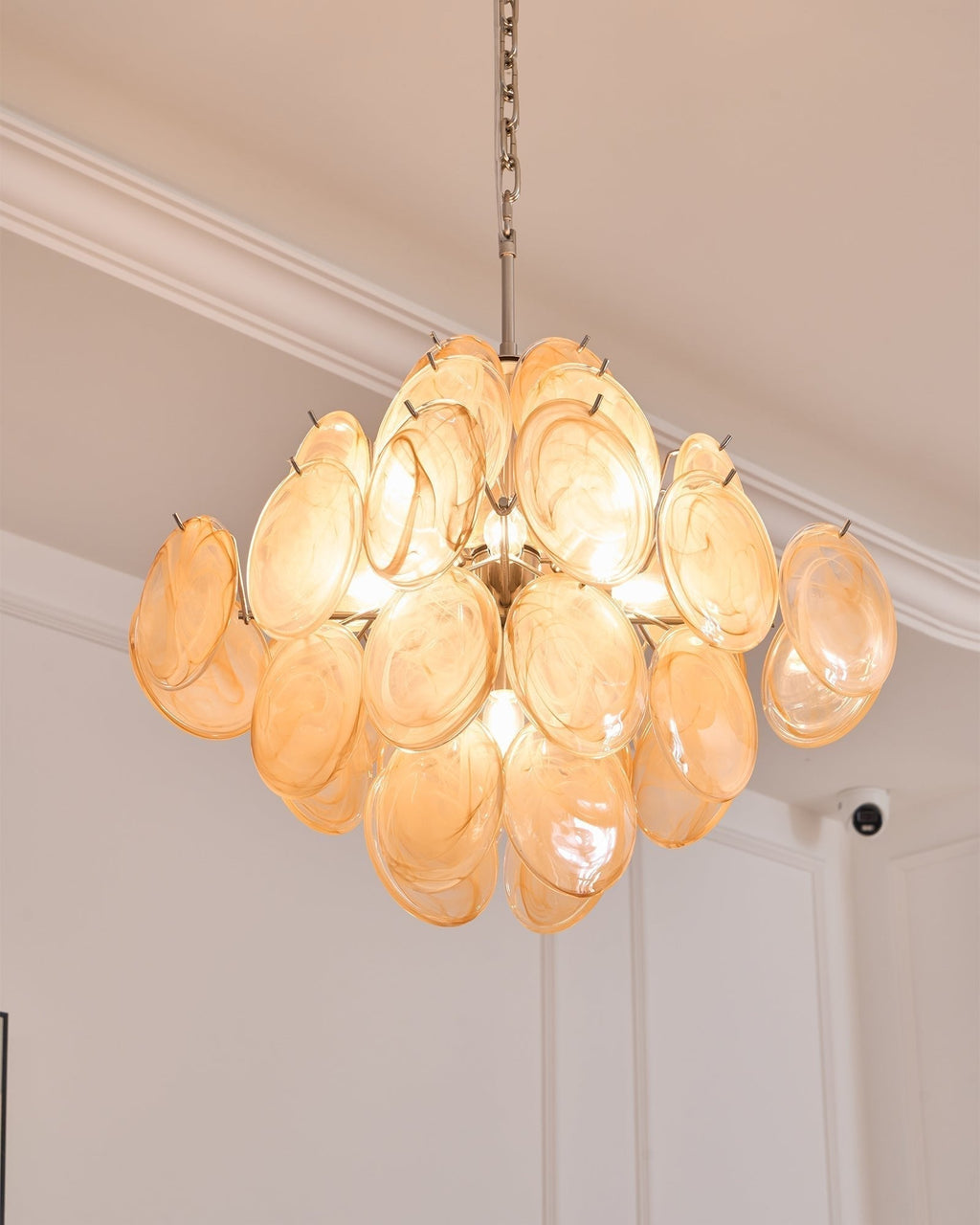 Aurora Lustre Abricot Murano Verre Disque Superposé Artistique - Neutralighting