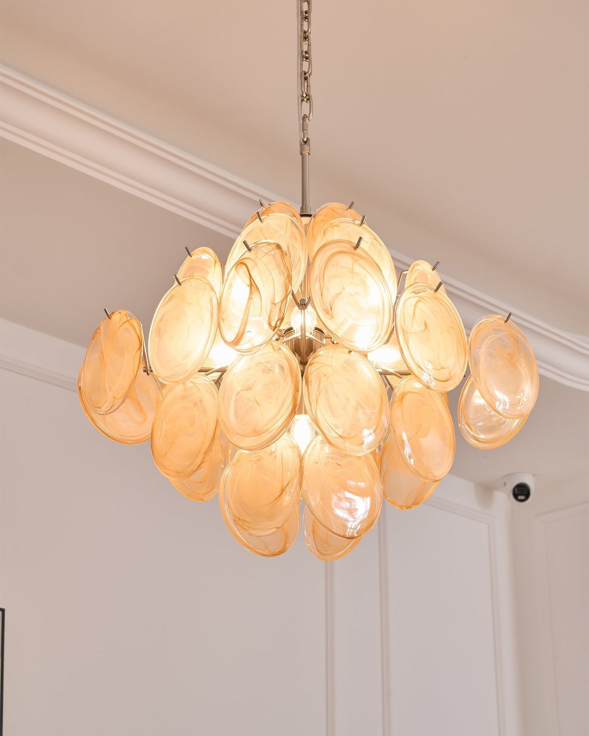 Aurora Lustre Abricot Murano Verre Disque Superposé Artistique - Neutralighting