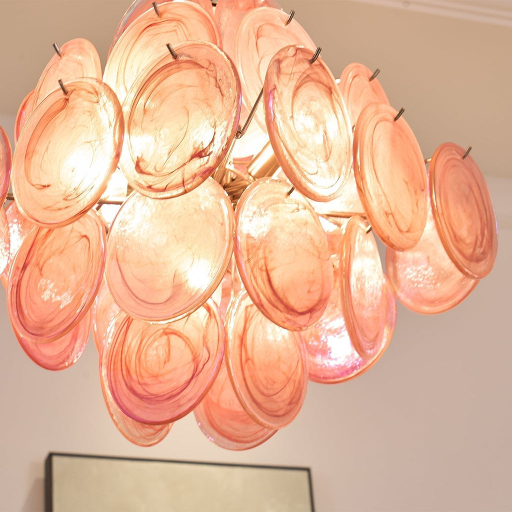 Aurora Lustre Rose Verre Disque Superposé Romantique - Neutralighting