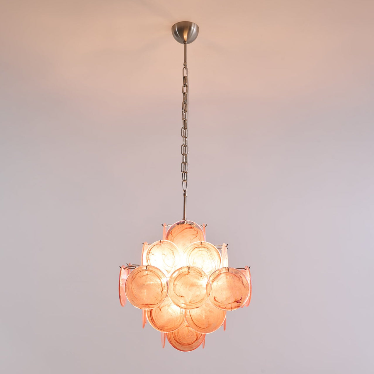 Aurora Lustre Rose Verre Disque Superposé Romantique - Neutralighting