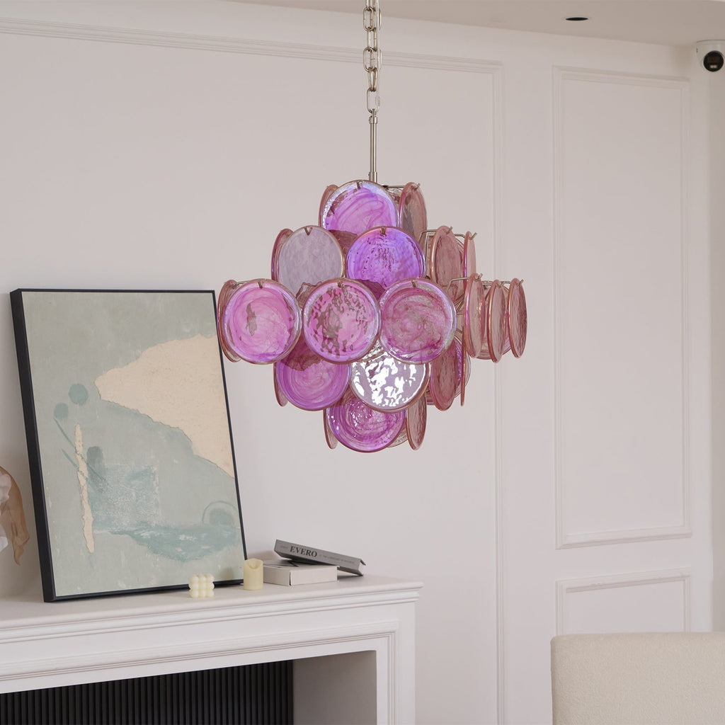 Aurora Lustre Rose Verre Disque Superposé Romantique - Neutralighting