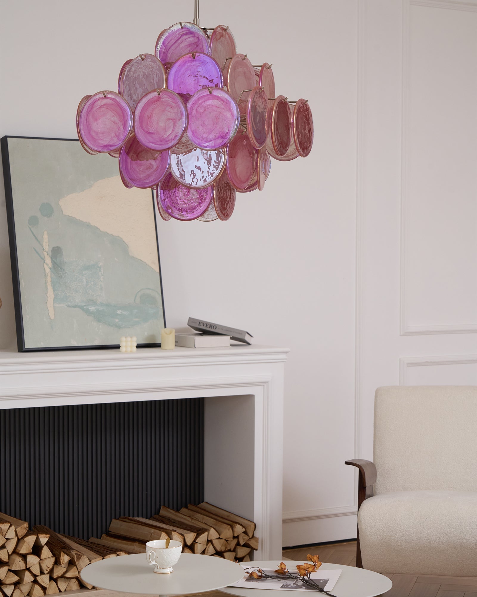 Aurora Lustre Rose Verre Disque Superposé Romantique - Neutralighting