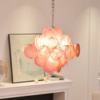 Aurora Lustre Rose Verre Disque Superposé Romantique - Neutralighting