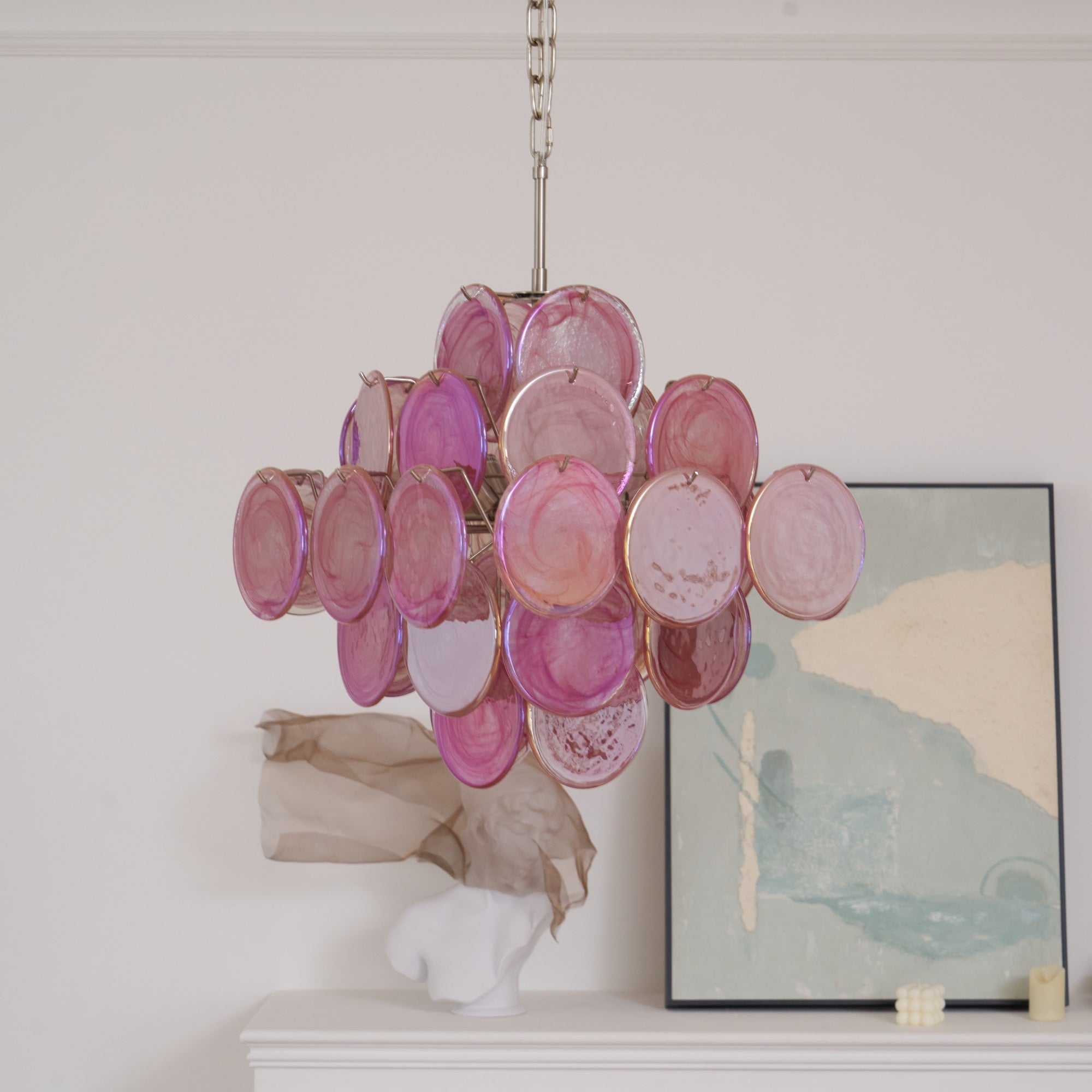 Aurora Lustre Rose Verre Disque Superposé Romantique - Neutralighting