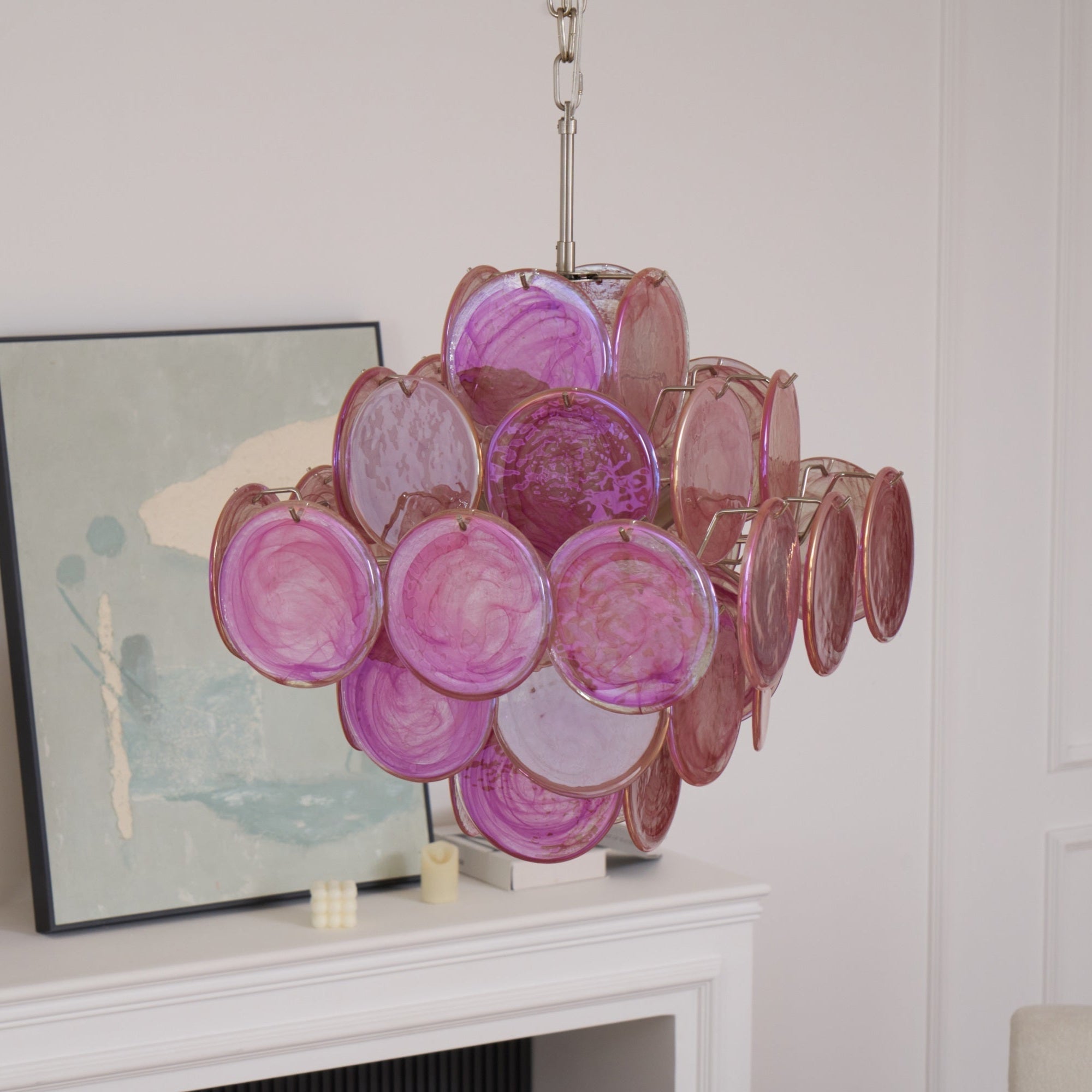 Aurora Lustre Rose Verre Disque Superposé Romantique - Neutralighting