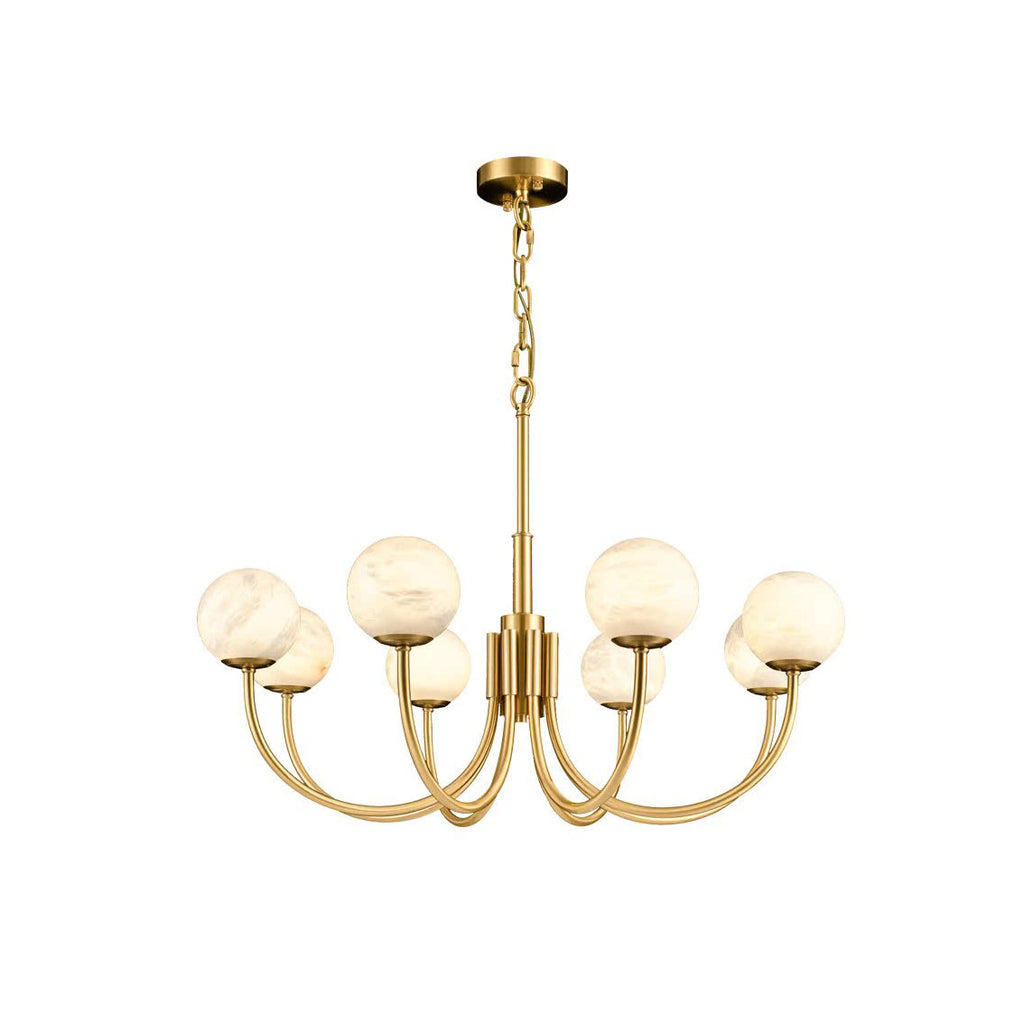 Mjolkuvys Moderne Minimaliste Globe Laiton Albâtre Lustre - Neutralighting