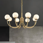 Mjolkuvys Moderne Minimaliste Globe Laiton Albâtre Lustre - Neutralighting