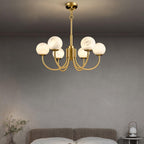 Mjolkuvys Moderne Minimaliste Globe Laiton Albâtre Lustre - Neutralighting