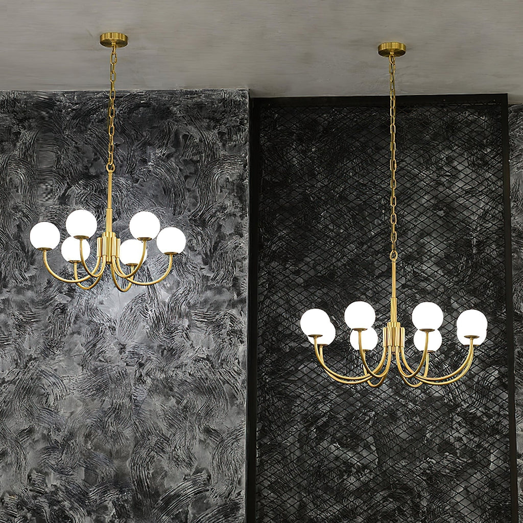 Mjolkuvys Moderne Minimaliste Globe Laiton Albâtre Lustre - Neutralighting
