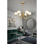 Mjolkuvys Moderne Minimaliste Globe Laiton Albâtre Lustre - Neutralighting