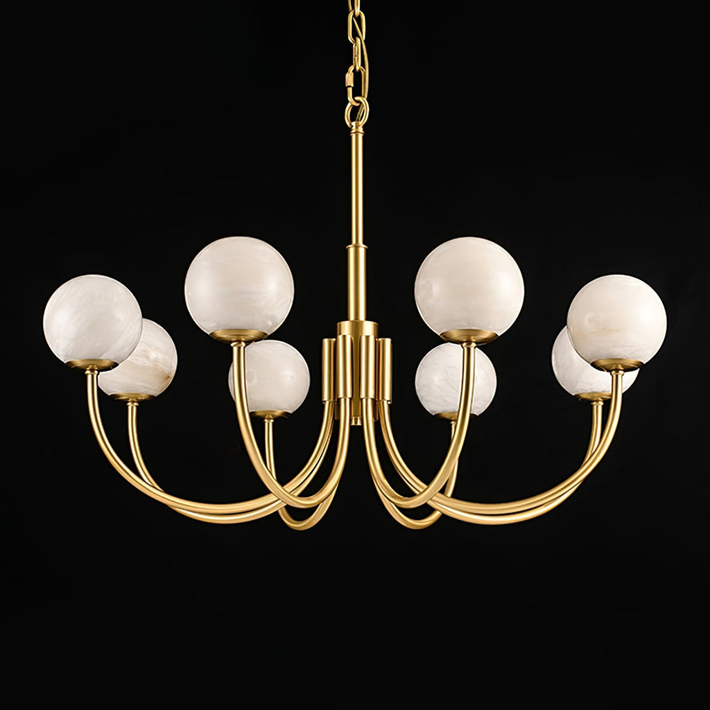 Mjolkuvys Moderne Minimaliste Globe Laiton Albâtre Lustre - Neutralighting