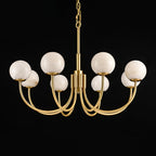 Mjolkuvys Moderne Minimaliste Globe Laiton Albâtre Lustre - Neutralighting